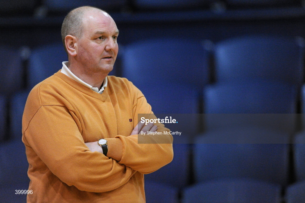 29 January 2010; St. Mary’s Castleisland coach Denis Porter. Basketball Ireland Men’s Under 18 National Cup Final, Eanna, Dublin V St. Mary’s Castleisland, Kerry, Tallaght, Dublin. Picture credit: Stephen McCarthy / SPORTSFILE