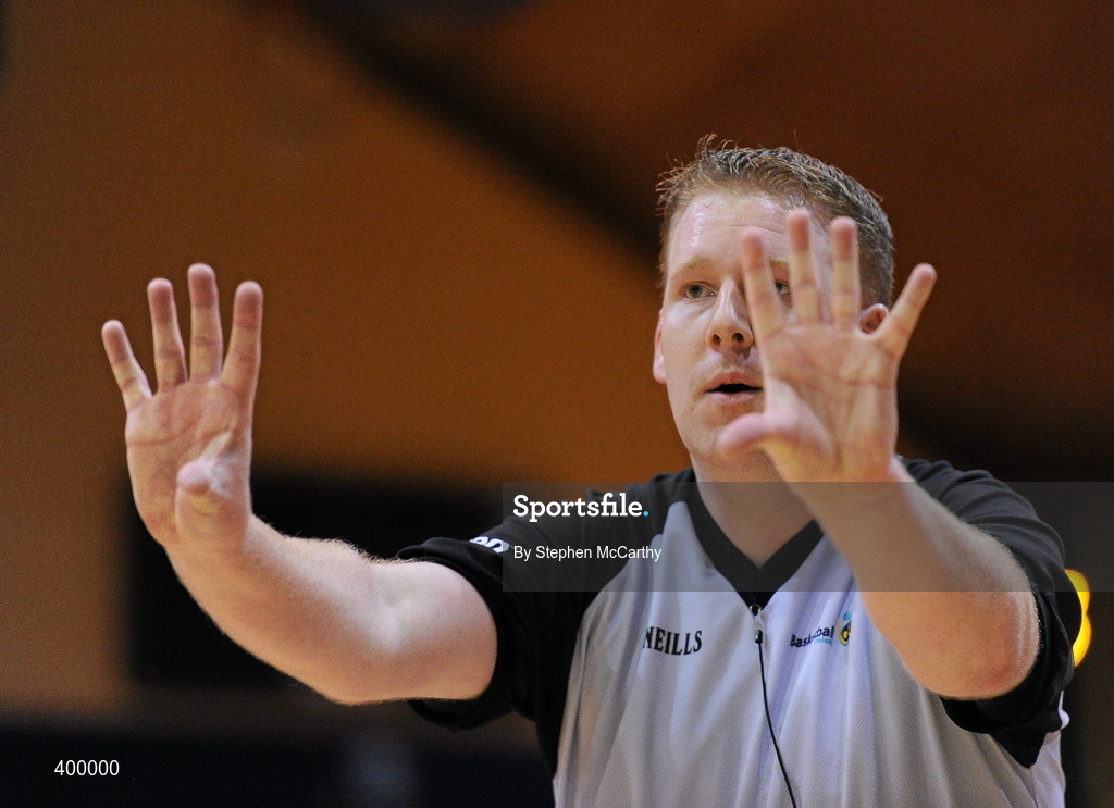29 January 2010; Lead referee Brian McHugh. Basketball Ireland Men’s Under 18 National Cup Final, Eanna, Dublin V St. Mary’s Castleisland, Kerry, Tallaght, Dublin. Picture credit: Stephen McCarthy / SPORTSFILE