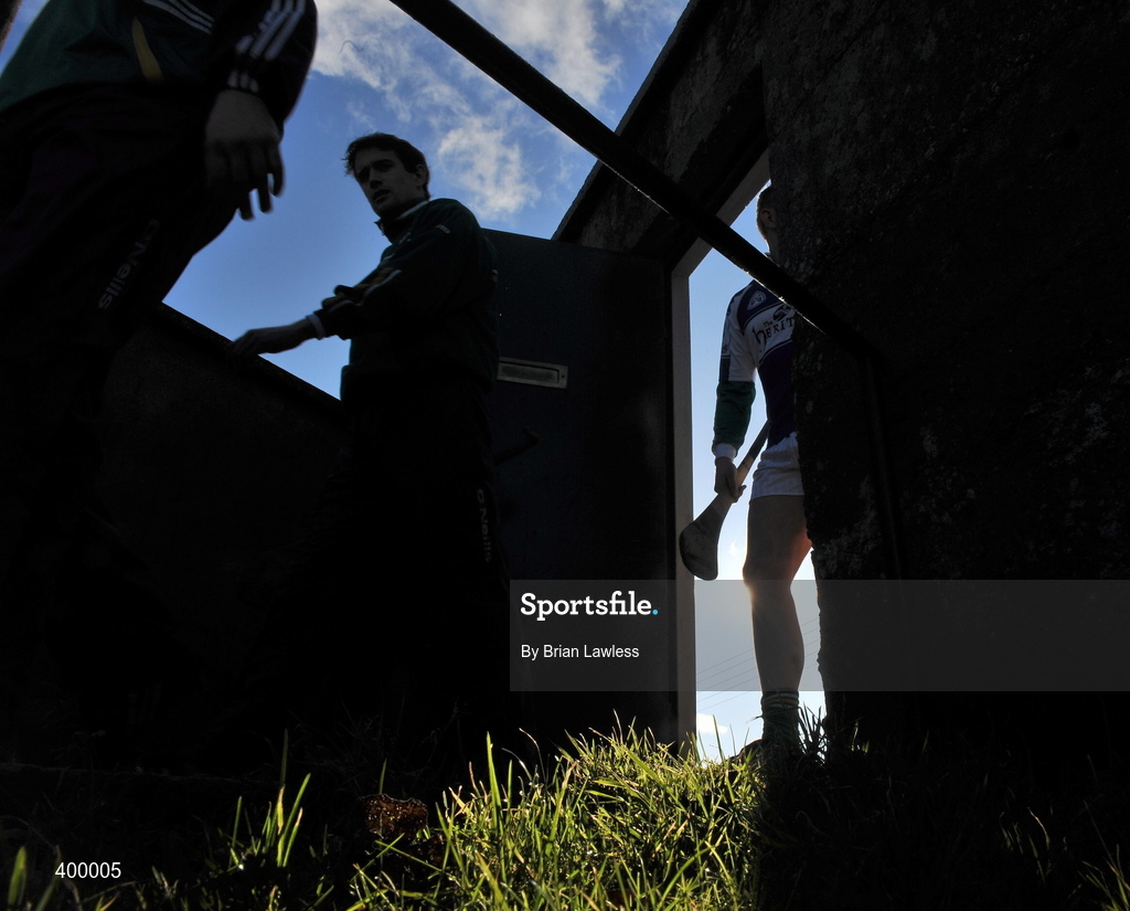 31 January 2010; Players make their way back to the dressing room after their warm up. Walsh Cup Quarter-Final, Offaly v Kilkenny, O'Connor Park, Tullamore, Co. Offaly. Picture credit: Brian Lawless / SPORTSFILE *** Local Caption ***