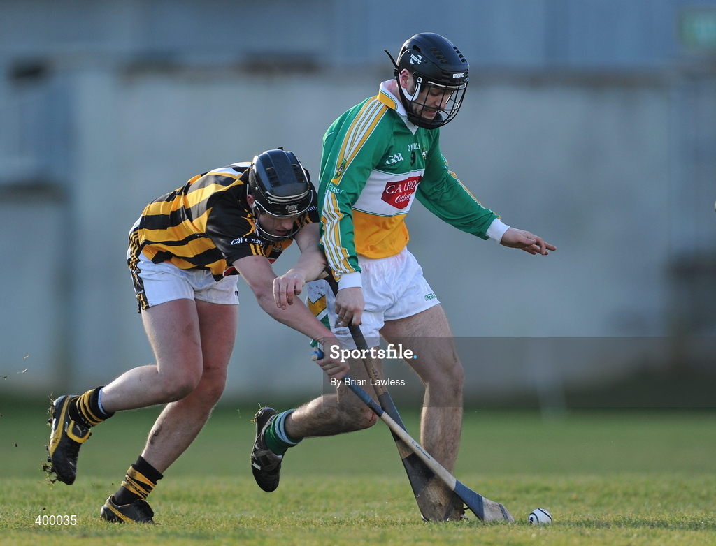 31 January 2010; James Keane, Offaly, in action against Eoin McGrath, Kilkenny. Walsh Cup Quarter-Final, Offaly v Kilkenny, O'Connor Park, Tullamore, Co. Offaly. Picture credit: Brian Lawless / SPORTSFILE *** Local Caption ***
