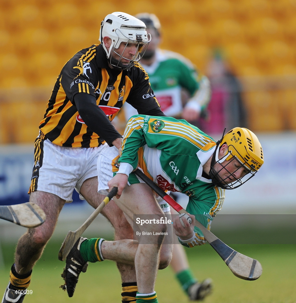 31 January 2010; James Rigney, Offaly, in action against Michael Grace, Kilkenny. Walsh Cup Quarter-Final, Offaly v Kilkenny, O'Connor Park, Tullamore, Co. Offaly. Picture credit: Brian Lawless / SPORTSFILE *** Local Caption ***