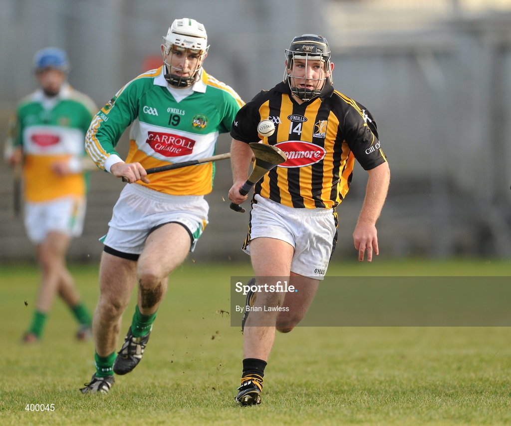 31 January 2010; Richie Hogan, Kilkenny, in action against Kevin Brady, Offaly. Walsh Cup Quarter-Final, Offaly v Kilkenny, O'Connor Park, Tullamore, Co. Offaly. Picture credit: Brian Lawless / SPORTSFILE *** Local Caption ***
