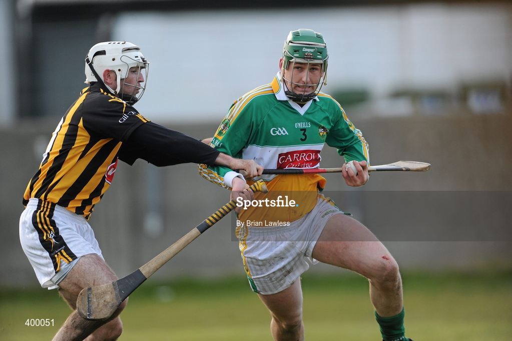 31 January 2010; Eanna Murphy, Offaly, in action against Michael Grace, Kilkenny. Walsh Cup Quarter-Final, Offaly v Kilkenny, O'Connor Park, Tullamore, Co. Offaly. Picture credit: Brian Lawless / SPORTSFILE *** Local Caption ***
