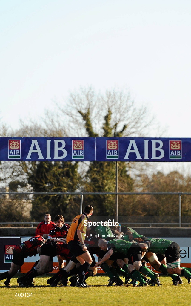 30 January 2010; A general view of a scrum between Armagh and City of Derry. AIB Junior Cup Final, Armagh v City of Derry, Dubarry Park, Athlone, Co. Westmeath. Picture credit: Stephen McCarthy / SPORTSFILE *** Local Caption ***