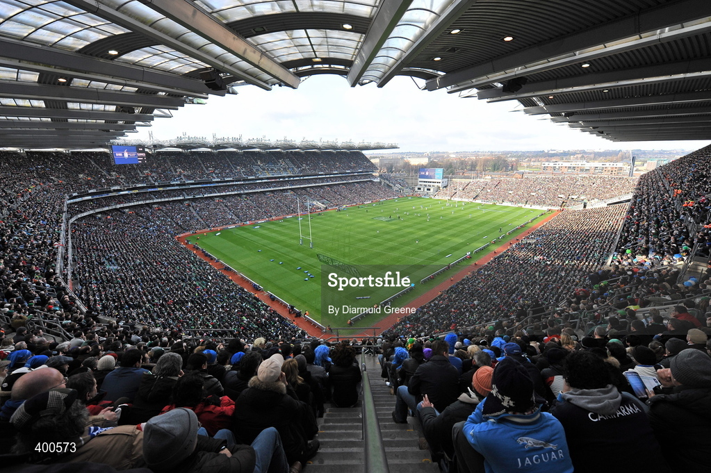 6 February 2010; A general view of Croke Park as Ireland's Ronan O'Gara kicks the first score of the game from a penalty. RBS Six Nations Rugby Championship, Ireland v Italy, Croke Park, Dublin. Picture credit: Diarmuid Greene / SPORTSFILE