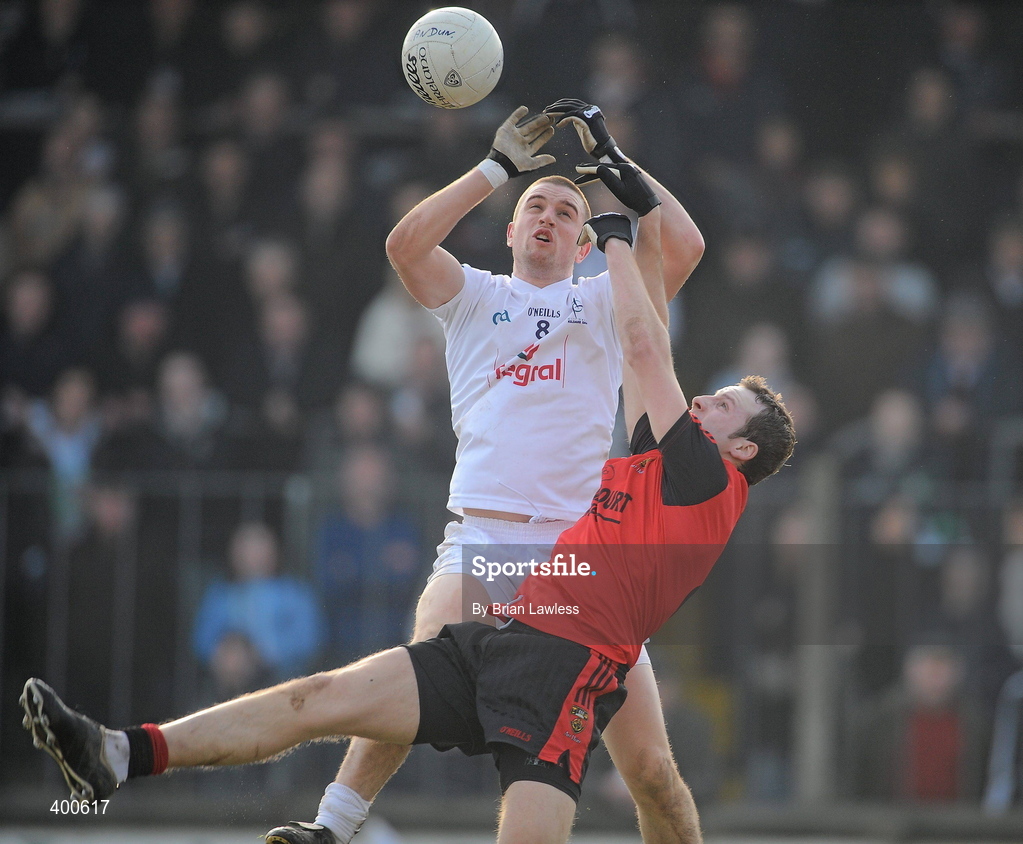 7 February 2010; Daryl Flynn, Kildare, in action against Ambrose Rodgers, Down. Allianz GAA Football National League, Division 2, Round 1, Kildare v Down. St Conleth's Park, Newbridge, Co. Kildare. Picture credit: Brian Lawless / SPORTSFILE