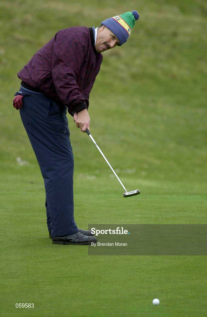14 April 2001; Adrian Morrow of Portmarnock GC watches his putt on the 17th green during the West of Ireland Open Golf Championship at Sligo Golf Club in Rosses Point in Sligo. Photo by Brendan Moran/Sportsfile