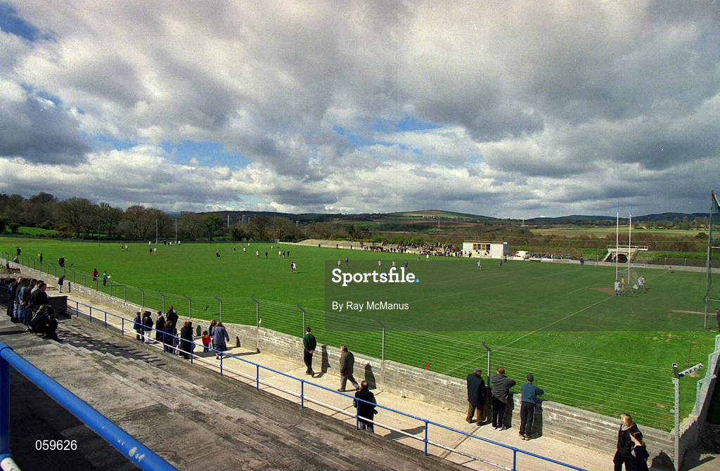 15 April 2001; Players, officials and supporters stand for the National Anthem before the Leinster Senior Hurling Championship First Preliminary Round match between Wicklow and Kildare at Pearse Park in Arklow, Wicklow. Photo by Ray McManus/Sportsfile