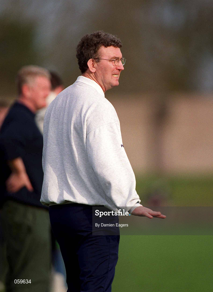11 April 2001; UUJ manager Adrian McGuckian during the Sigerson Cup Final match between UCD and UUJ at Scotstown GAA in Monaghan. Photo by Damien Eagers/Sportsfile