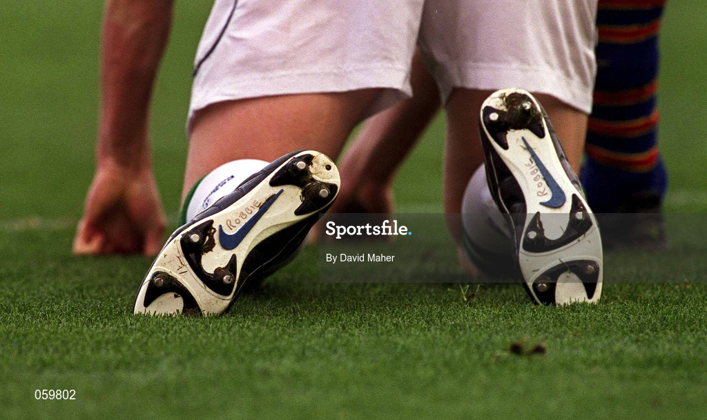 28 March 2001; A general view of the boots of Robbie Keane of Republic of Ireland during the 2002 FIFA World Cup Qualifier match between Andorra and Republic of Ireland at the Nou Camp in Barcelona, Spain. Photo by David Maher/Sportsfile