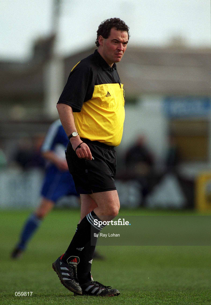 25 March 2001; Referee Jim O'Neill during the Eircom League Premier Division match between Bray Wanderers and Finn Harps at the Carlisle Grounds in Bray, Wicklow. Photo by Ray Lohan/Sportsfile