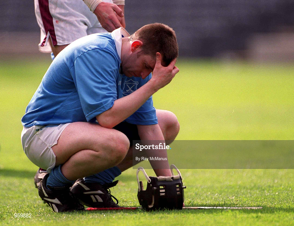 16 April 2001; A Graigue Ballycallan player dejected after the AIB All-Ireland Senior Club Hurling Championship Final match between Athenry and Graigue Ballycallan at Croke Park in Dublin. Photo by Ray McManus/Sportsfile