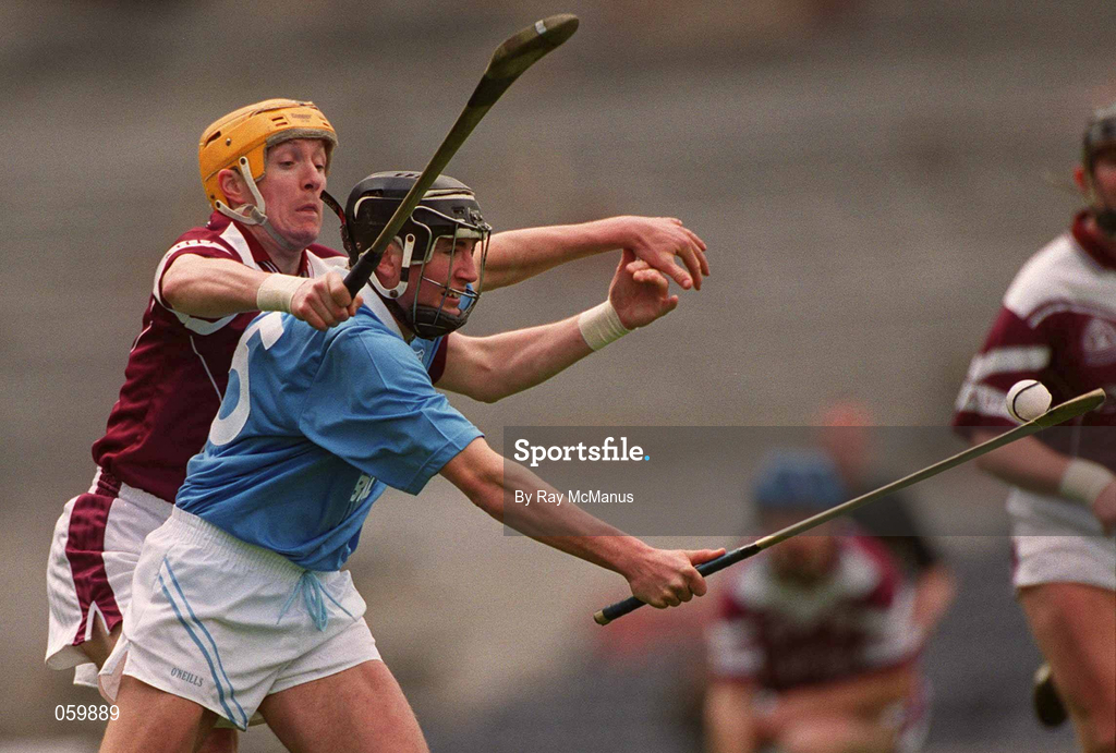 16 April 2001; Eddie Brennan of Graigue Ballycallan is tackled by Eamonn Keogh of Athenry during the AIB All-Ireland Senior Club Hurling Championship Final match between Athenry and Graigue Ballycallan at Croke Park in Dublin. Photo by Ray McManus/Sportsfile