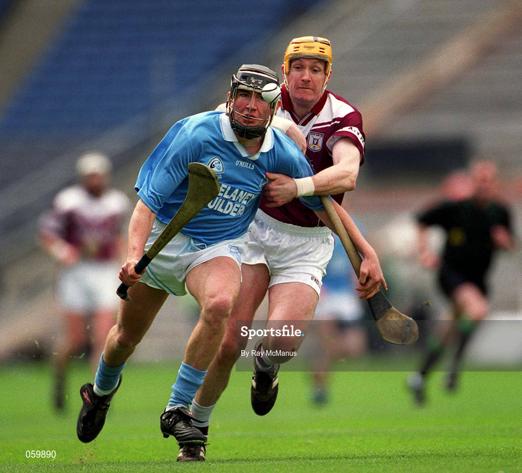 16 April 2001; Eddie Brennan of Graigue Ballycallan is tackled by Eamonn Keogh of Athenry during the AIB All-Ireland Senior Club Hurling Championship Final match between Athenry and Graigue Ballycallan at Croke Park in Dublin. Photo by Ray McManus/Sportsfile