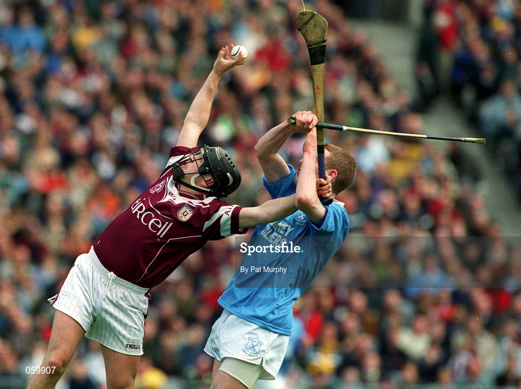 16 April 2001; David Donohue of Athenry gains possession ahead of James Ryall of Graigue Ballycallan during the AIB All-Ireland Senior Club Hurling Championship Final match between Athenry and Graigue Ballycallan at Croke Park in Dublin. Photo by Pat Murphy/Sportsfile