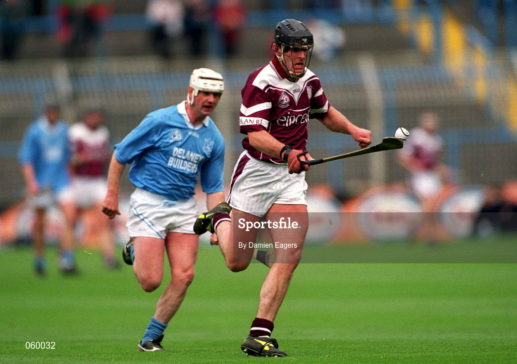 16 April 2001; Joe Rabbitte of Athenry in action against Alan Hoyne of Graigue Ballycallan during the AIB All-Ireland Senior Club Hurling Championship Final match between Athenry and Graigue Ballycallan at Croke Park in Dublin. Photo by Damien Eagers/Sportsfile