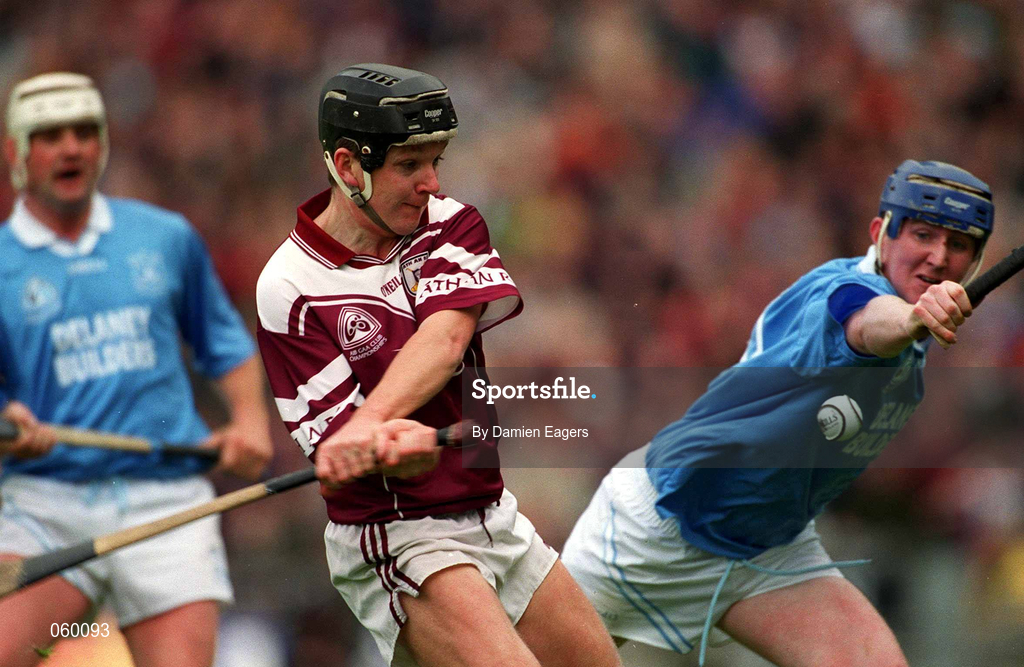 16 April 2001; Cathal Moran of Athenry in action against Paddy O'Dwyer of Graigue Ballycallan during the AIB All-Ireland Senior Club Hurling Championship Final match between Athenry and Graigue Ballycallan at Croke Park in Dublin. Photo by Damien Eagers/Sportsfile