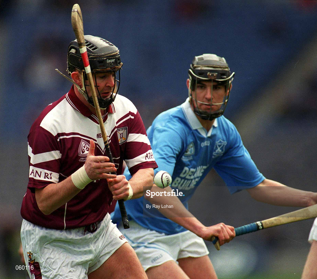 16 April 2001; Brian Feeney of Athenry in action against John Hoyne of Graigue Ballycallan during the AIB All-Ireland Senior Club Hurling Championship Final match between Athenry and Graigue Ballycallan at Croke Park in Dublin. Photo by Ray Lohan/Sportsfile