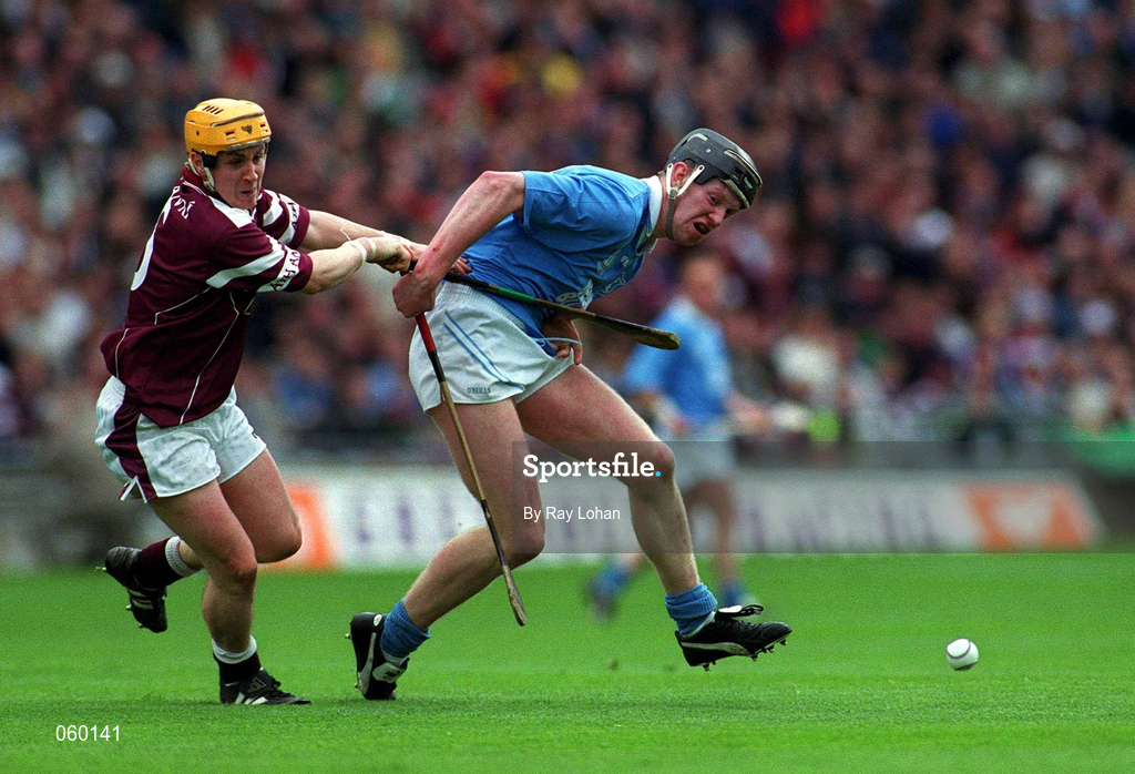 16 April 2001; Michael Hoyne of Graigue Ballycallan in action against Brian Higgins of Athenry during the AIB All-Ireland Senior Club Hurling Championship Final match between Athenry and Graigue Ballycallan at Croke Park in Dublin. Photo by Ray Lohan/Sportsfile