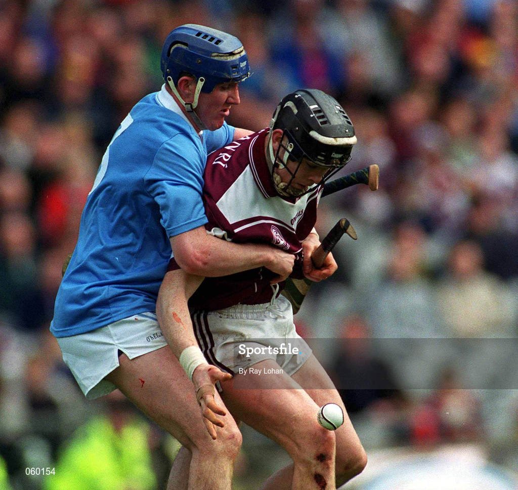 16 April 2001; Eugene Cloonan of Athenry in action against Paddy O'Dwyer of Graigue Ballycallan during the AIB All-Ireland Senior Club Hurling Championship Final match between Athenry and Graigue Ballycallan at Croke Park in Dublin. Photo by Ray Lohan/Sportsfile