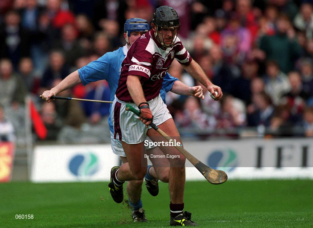 16 April 2001; Joe Rabbitte of Athenry in action against Paddy O'Dwyer of Graigue Ballycallan during the AIB All-Ireland Senior Club Hurling Championship Final match between Athenry and Graigue Ballycallan at Croke Park in Dublin. Photo by Damien Eagers/Sportsfile