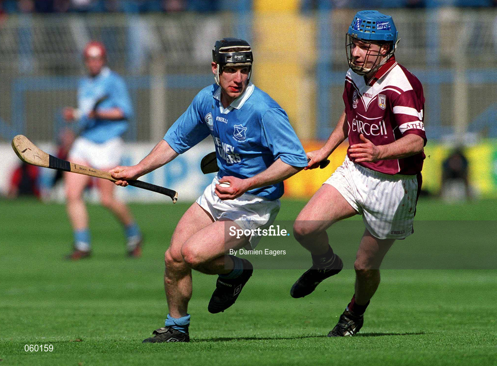 16 April 2001; Denis Byrne of Graigue Ballycallan in action against Paul Hardiman of Athenry during the AIB All-Ireland Senior Club Hurling Championship Final match between Athenry and Graigue Ballycallan at Croke Park in Dublin. Photo by Damien Eagers/Sportsfile