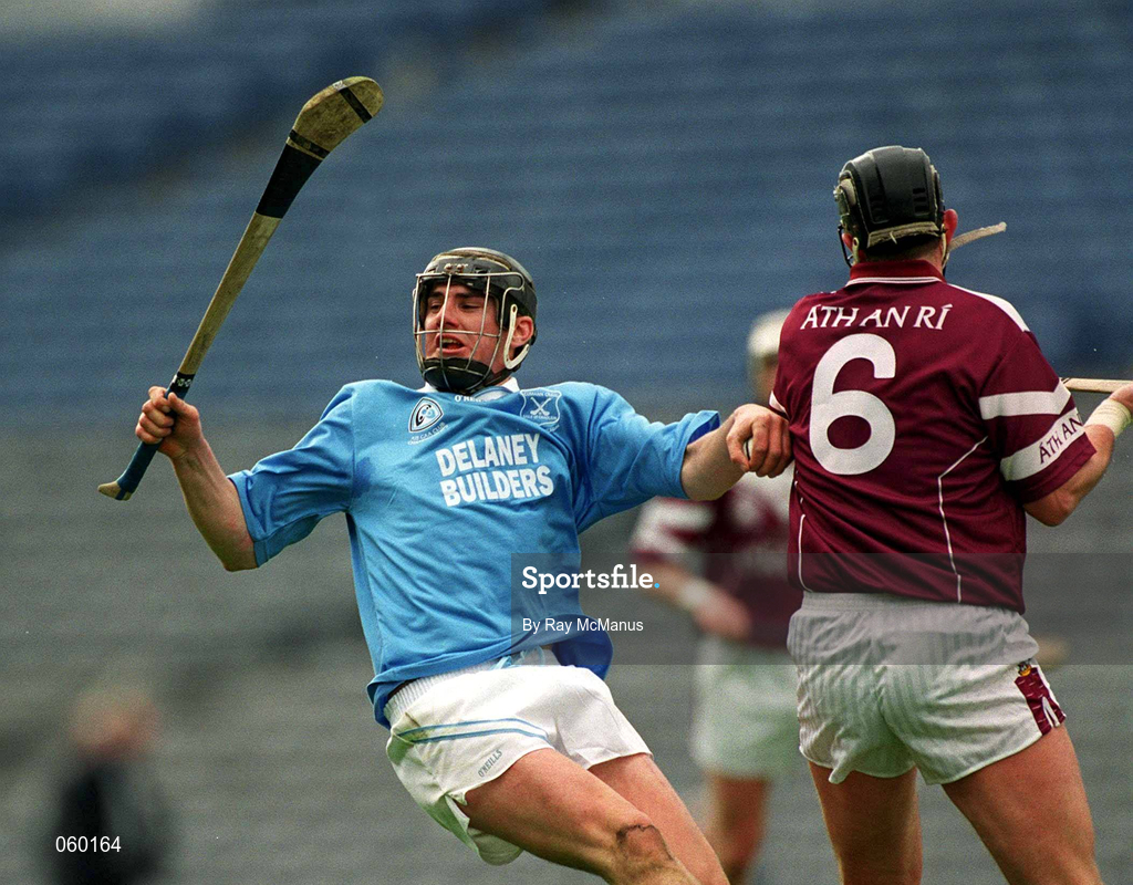 16 April 2001; John Hoyne of Graigue Ballycallan in action against Brian Feeney of Athenry during the AIB All-Ireland Senior Club Hurling Championship Final match between Athenry and Graigue Ballycallan at Croke Park in Dublin. Photo by Ray McManus/Sportsfile