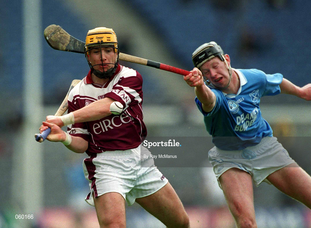 16 April 2001; Donal Moran of Athenry in action against Michael Hoyne of Graigue Ballycallan during the AIB All-Ireland Senior Club Hurling Championship Final match between Athenry and Graigue Ballycallan at Croke Park in Dublin. Photo by Ray McManus/Sportsfile
