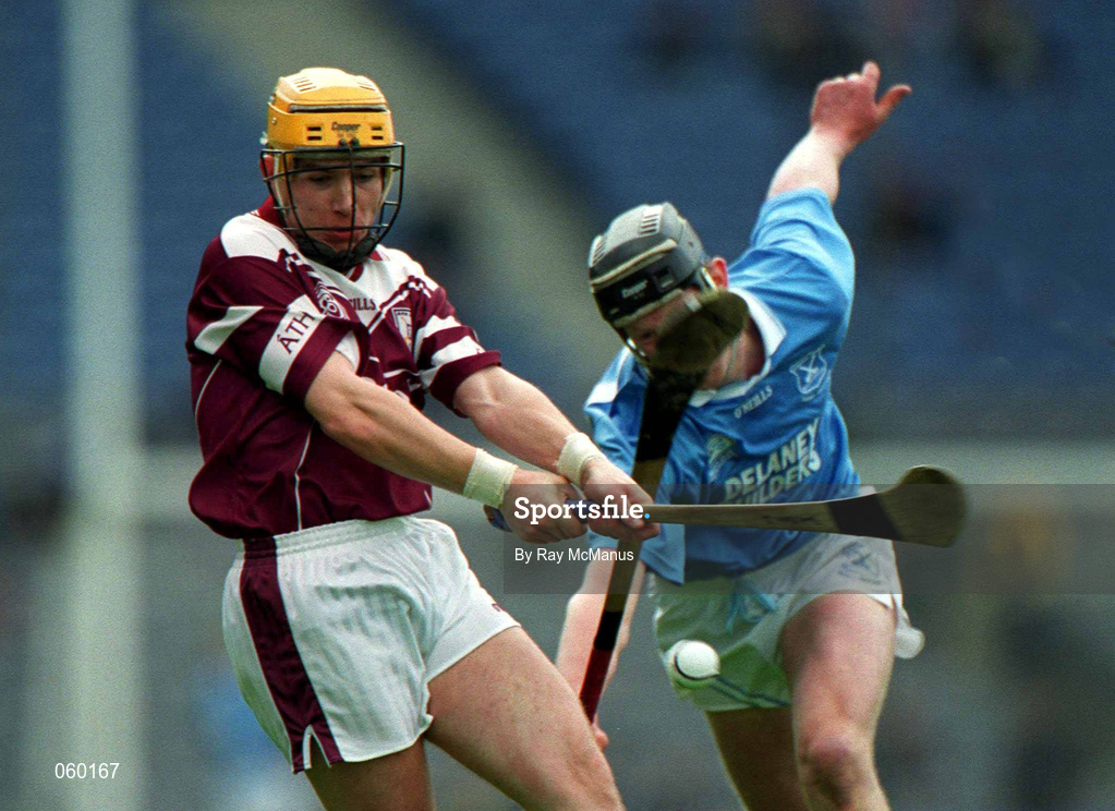 16 April 2001; Donal Moran of Athenry in action against Michael Hoyne of Graigue Ballycallan during the AIB All-Ireland Senior Club Hurling Championship Final match between Athenry and Graigue Ballycallan at Croke Park in Dublin. Photo by Ray McManus/Sportsfile