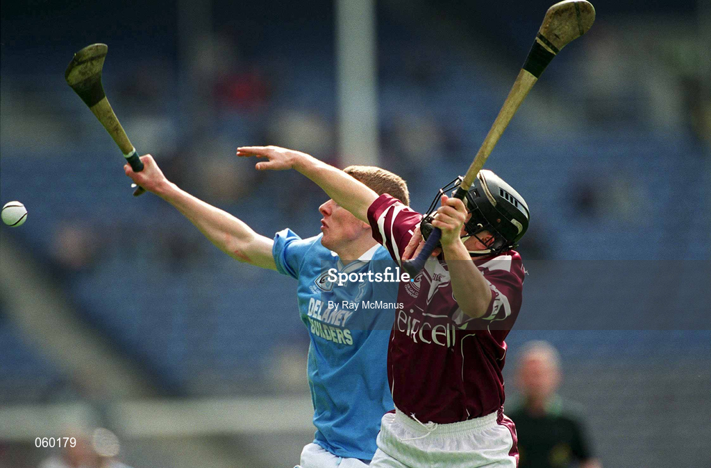 16 April 2001; David Donohue of Athenry in action against James Ryall of Graigue Ballycallan during the AIB All-Ireland Senior Club Hurling Championship Final match between Athenry and Graigue Ballycallan at Croke Park in Dublin. Photo by Ray McManus/Sportsfile