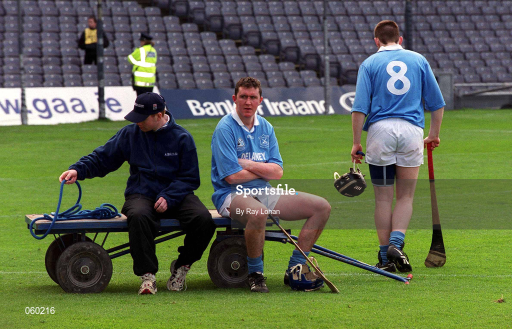16 April 2001; Graigue Ballycallan players James Young, 8, and Paddy O'Dwyer after the AIB All-Ireland Senior Club Hurling Championship Final match between Athenry and Graigue Ballycallan at Croke Park in Dublin. Photo by Ray Lohan/Sportsfile