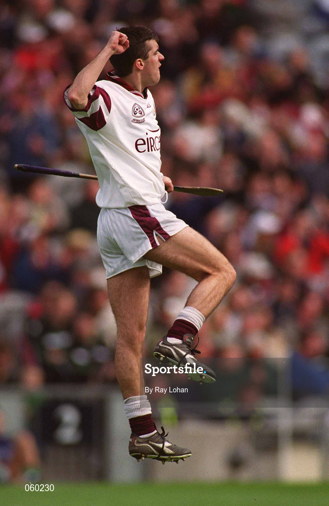 16 April 2001; Athenry goalkeeper Michael Crimmons celebrates during the AIB All-Ireland Senior Club Hurling Championship Final match between Athenry and Graigue Ballycallan at Croke Park in Dublin. Photo by Ray Lohan/Sportsfile