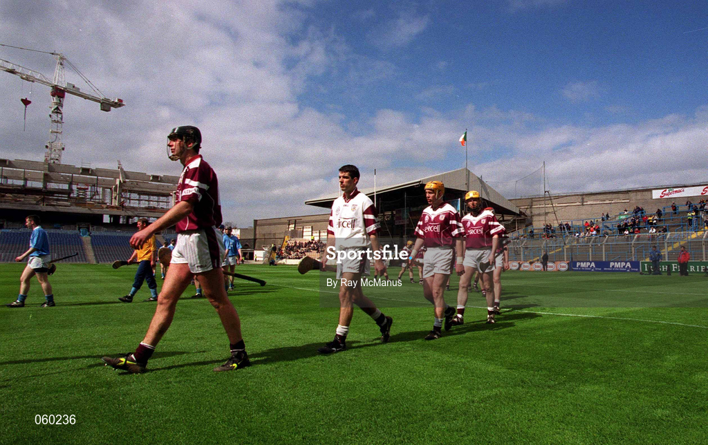 16 April 2001; The Athenry and Graigue Ballycallan teams in the pre-match parade before the AIB All-Ireland Senior Club Hurling Championship Final match between Athenry and Graigue Ballycallan at Croke Park in Dublin. Photo by Ray McManus/Sportsfile