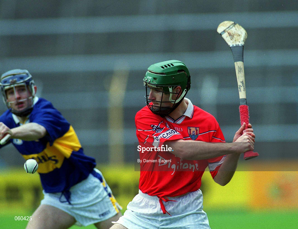 15 April 2001; Jerry O'Connor of Cork in action against Paul Kelly of Tipperary during the Allianz GAA National Hurling League Division 1B Round 5 match between Tipperary and Cork at Semple Stadium in Thurles, Tipperary. Photo by Damien Eagers/Sportsfile