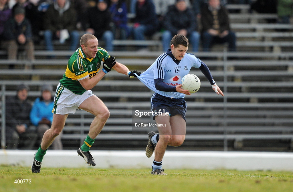 7 February 2010; Kerry full-back Tommy Griffin pulls the jersey of Dublin corner-forward Kevin McMenamon in his efforts to restrain him. Allianz GAA Football National League, Division 1, Round 1, Kerry v Dublin. Fitzgerald Stadium, Killarney. Picture credit: Ray McManus / SPORTSFILE