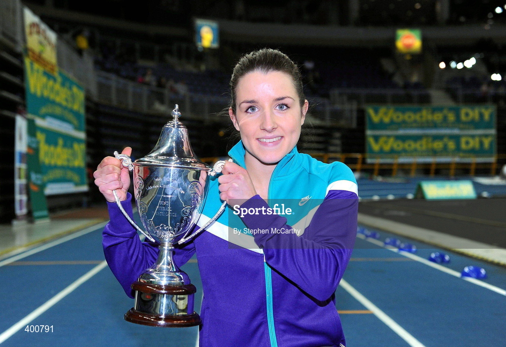 6 February 2010; Athlete of the competiton, following her run in the Senior Women's 60m Final, Claire Brady, Celbridge A.C., during the second day of the Woodie’s DIY Senior Indoor Championships. Odyssey Arena, Belfast, Co. Antrim. Picture credit: Stephen McCarthy / SPORTSFILE