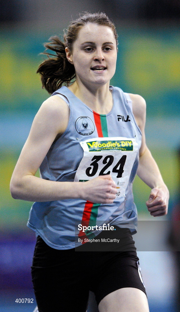 6 February 2010; Ciara Mageean, City of Lisburn, on her way to winning the Senior Women's 800m Final during the second day of the Woodie’s DIY Senior Indoor Championships. Odyssey Arena, Belfast, Co. Antrim. Picture credit: Stephen McCarthy / SPORTSFILE