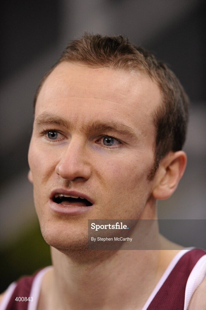 6 February 2010; Paul Hession, Athenry A.C., after winning the Senior Men's 60m Final, in a time of 6.75, during the second day of the Woodie’s DIY Senior Indoor Championships. Odyssey Arena, Belfast, Co. Antrim. Picture credit: Stephen McCarthy / SPORTSFILE