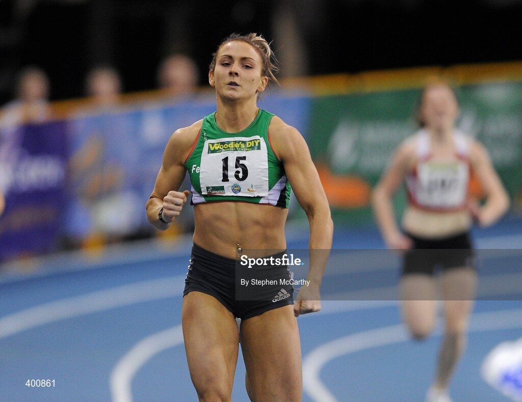 6 February 2010; Kelly Proper, Ferrybank A.C., on her way to winning the Senior Women's 200m Final, in a time of 24.14, during the second day of the Woodie’s DIY Senior Indoor Championships. Odyssey Arena, Belfast, Co. Antrim. Picture credit: Stephen McCarthy / SPORTSFILE