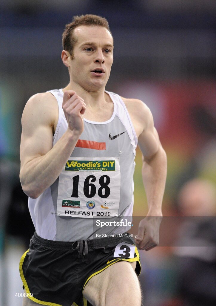 6 February 2010; James McIlroy, Ballymena & Antrim A.C., on his way to winning the Senior Men's 800m Final in a time of 1.52.23, during the second day of the Woodie’s DIY Senior Indoor Championships. Odyssey Arena, Belfast, Co. Antrim. Picture credit: Stephen McCarthy / SPORTSFILE