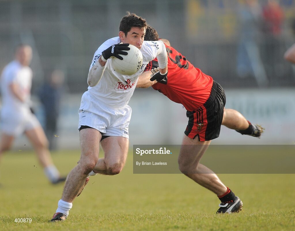 7 February 2010; Anthony Rainbow, Kildare, in action against James Colgan, Down. Allianz GAA Football National League, Division 2, Round 1, Kildare v Down. St Conleth's Park, Newbridge, Co. Kildare. Picture credit: Brian Lawless / SPORTSFILE