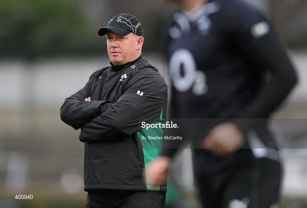 8 February 2010; Ireland head coach Declan Kidney during squad training ahead of their RBS Six Nations Rugby Championship match against France on Saturday. Ireland rugby squad training, RDS, Ballsbridge, Dublin. Picture credit: Stephen McCarthy / SPORTSFILE