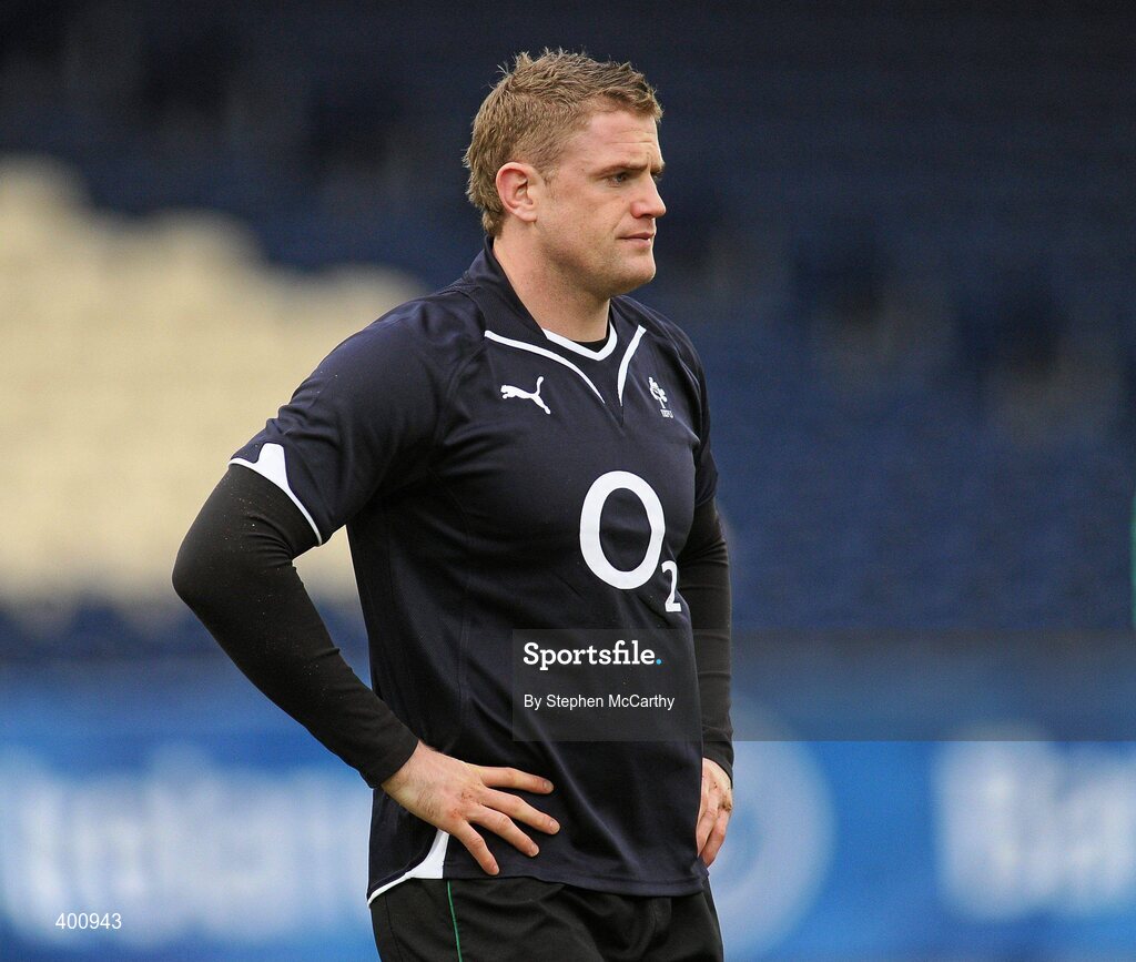 8 February 2010; Ireland's Jamie Heaslip during squad training ahead of their RBS Six Nations Rugby Championship match against France on Saturday. Ireland rugby squad training, RDS, Ballsbridge, Dublin. Picture credit: Stephen McCarthy / SPORTSFILE
