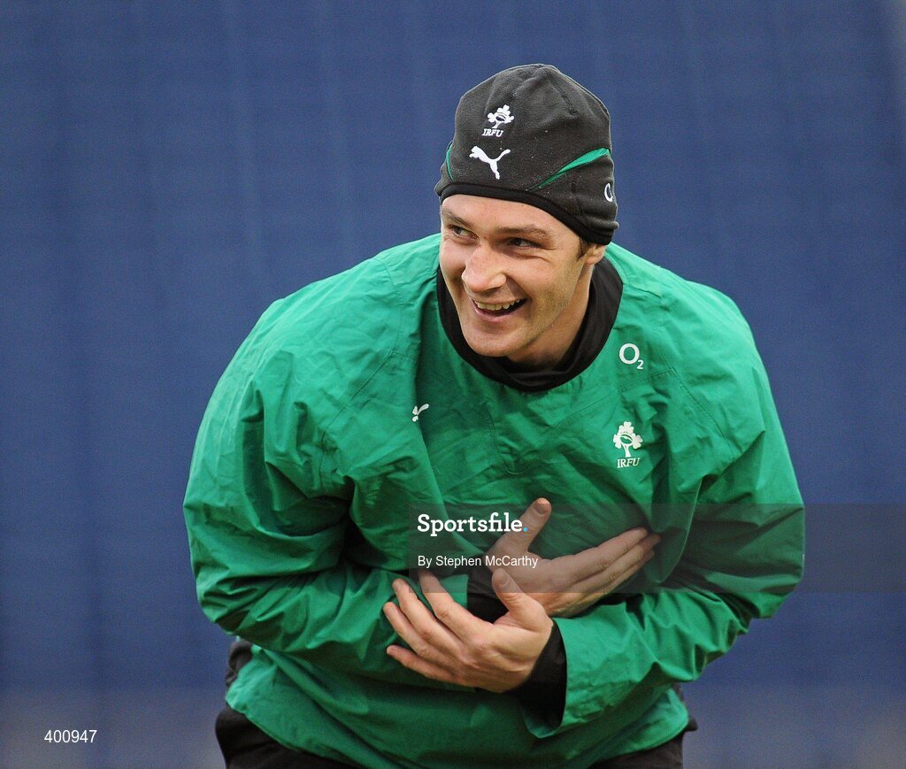 8 February 2010; Ireland's David Wallace during squad training ahead of their RBS Six Nations Rugby Championship match against France on Saturday. Ireland rugby squad training, RDS, Ballsbridge, Dublin. Picture credit: Stephen McCarthy / SPORTSFILE