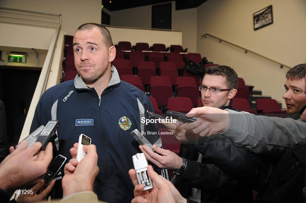 28 January 2010; The GAA has unveiled a new Respect Initiative aimed at fostering a new approach of fair play, mutual respect and good will to Gaelic football and hurling across all grades. A specific programme has been devised with clearly defined roles of responsibility for all of the key participants in our games including players, coaches, parents/guardians, managers and match officials. Speaking at the launch is Kerry footballer Micheal Quirke. GAA Museum Auditorium, Croke Park, Dublin. Picture credit: Brian Lawless / SPORTSFILE  *** Local Caption ***