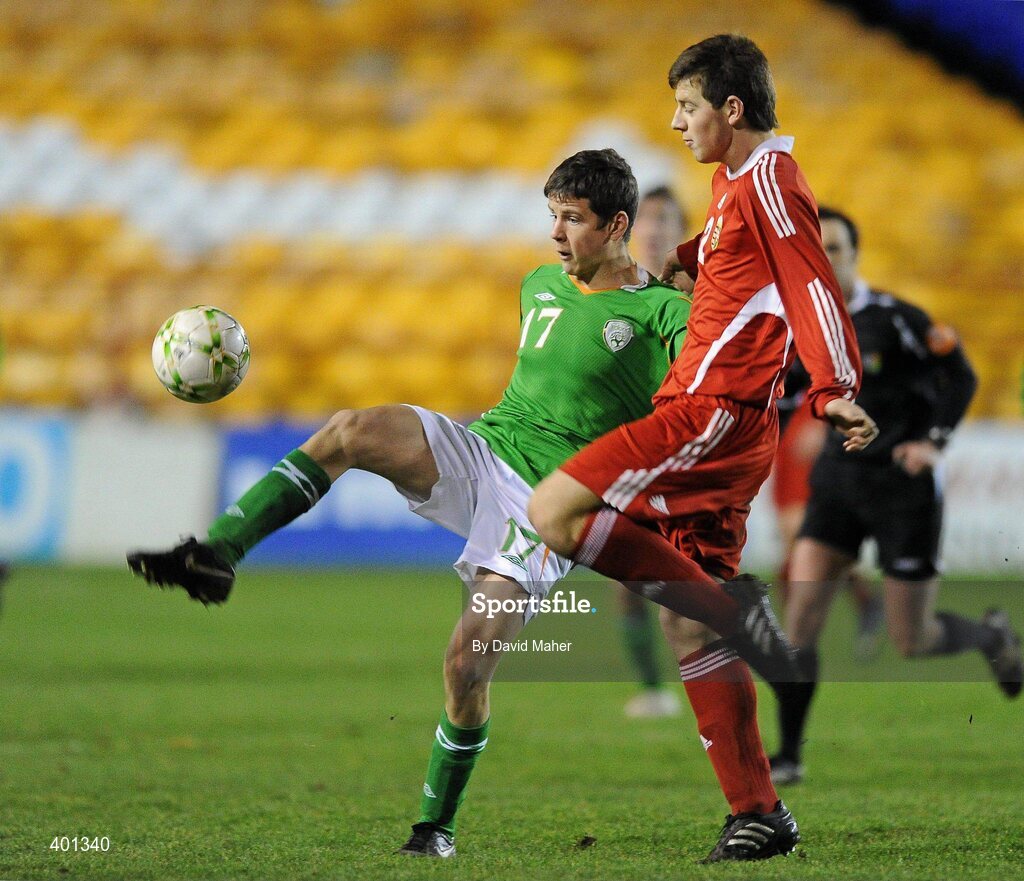 9 February 2010; Connor Smith, Republic of Ireland, in action against Zsolt Tar, Hungary. Under 17 International Friendly, Republic of Ireland v Hungary, Tolka Park, Dublin. Picture credit: David Maher / SPORTSFILE
