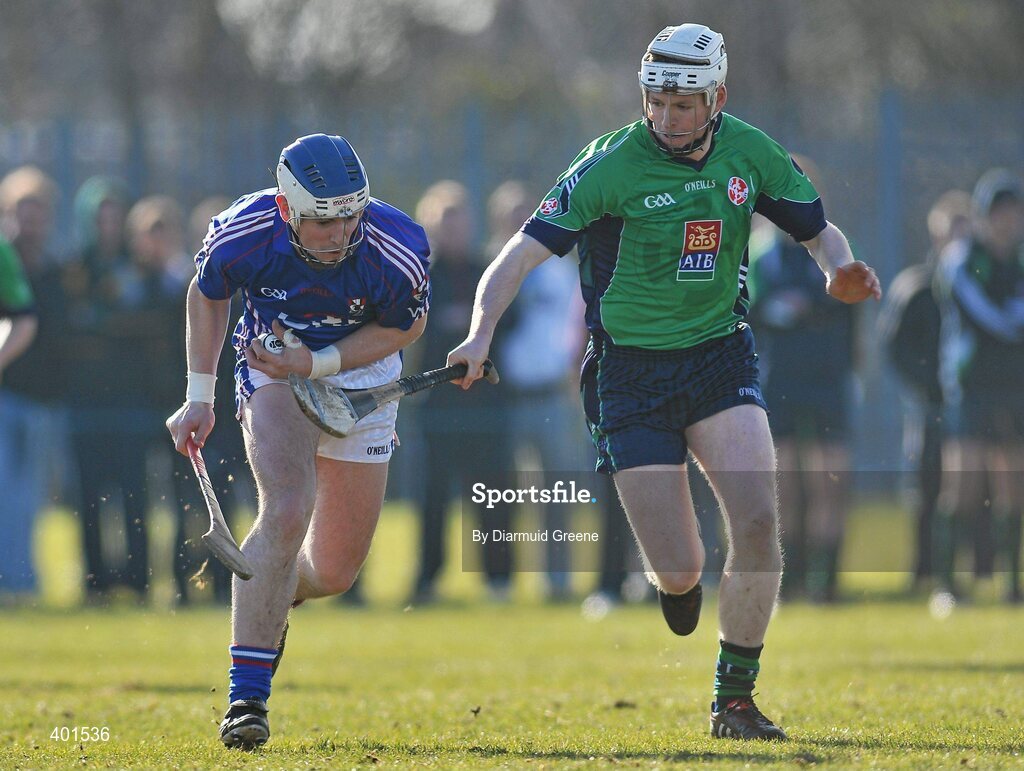 10 February 2010; Wayne Hutchinson, Waterford IT, in action against Niall Quinn, Limerick IT. Ulster Bank Fitzgibbon Cup Round 2, Limerick Institute of Technology v Waterford Institute of Technology, Limerick IT, Limerick. Picture credit: Diarmuid Greene / SPORTSFILE