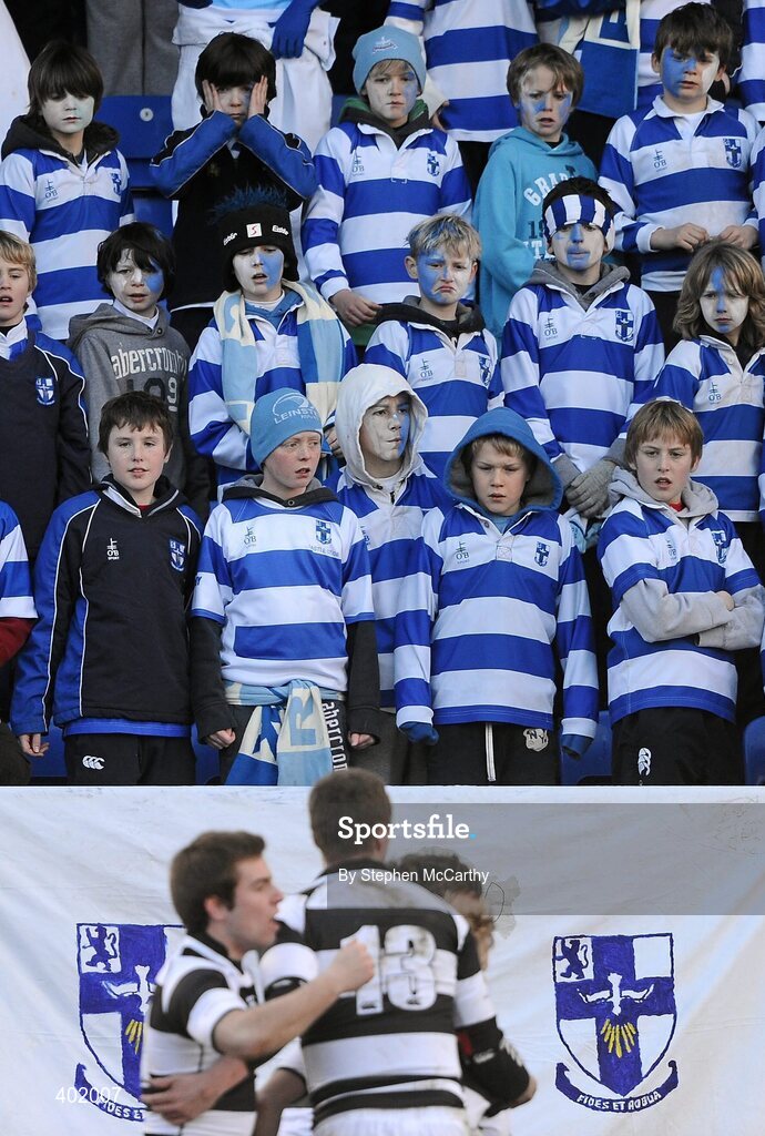 31 January 2010; Blackrock College supporters watch on as Belvedere College celebrate a try. Leinster Schools Senior Cup 1st Round, Belvedere College v Blackrock College, Donnybrook Stadium, Donnybrook, Dublin. Picture credit: Stephen McCarthy / SPORTSFILE