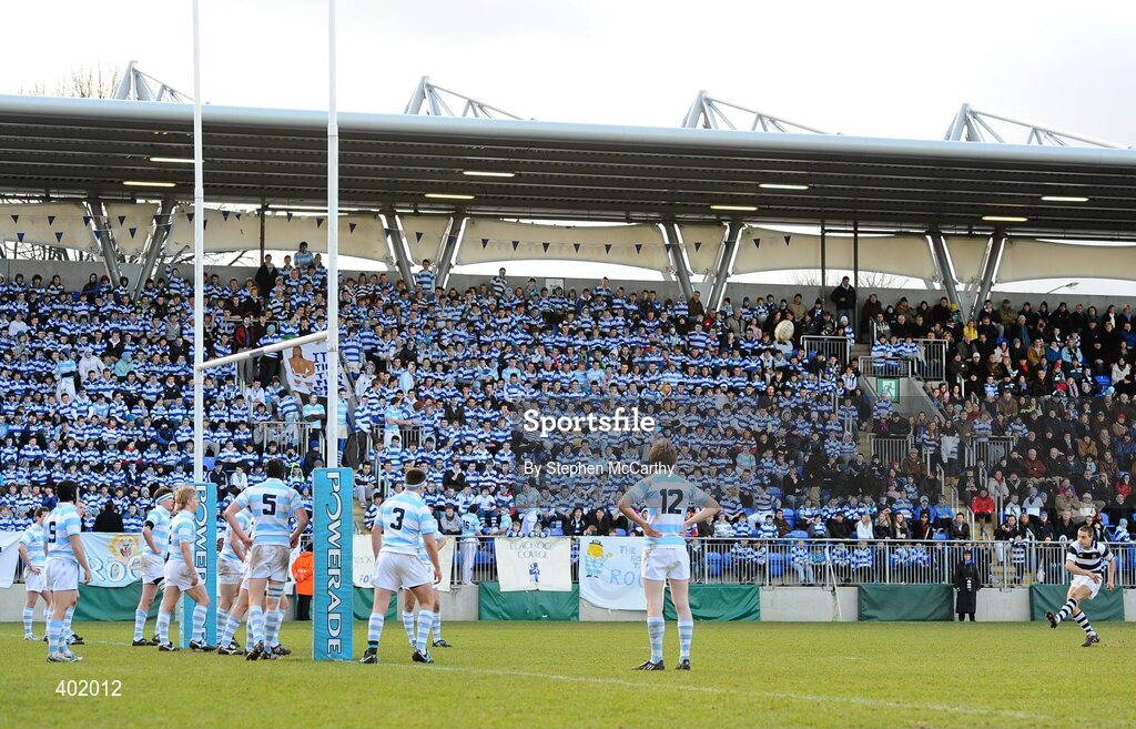31 January 2010; James Hart, Belvedere College, kicks a first half penalty. Leinster Schools Senior Cup 1st Round, Belvedere College v Blackrock College, Donnybrook Stadium, Donnybrook, Dublin. Picture credit: Stephen McCarthy / SPORTSFILE