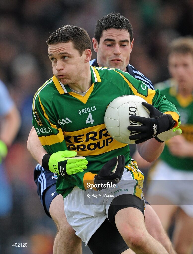 7 February 2010; Adrian O'Connell, Kerry, is tackled by Ross McConnell, Dublin. Allianz GAA Football National League, Division 1, Round 1, Kerry v Dublin. Fitzgerald Stadium, Killarney. Picture credit: Ray McManus / SPORTSFILE